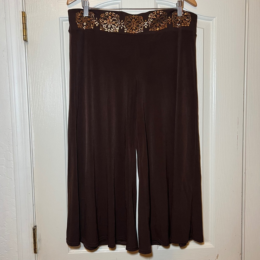Vintage Studio 1940 Y2K Gaucho Embellished Waist Culottes Wide Leg Pants L/XL